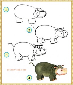 Как нарисовать бегемота