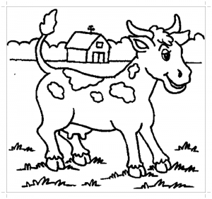 Картинка корова для детей раскраска