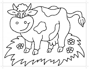 Корова на лугу раскраска