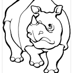 Картинка раскраска носорог