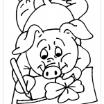 Раскраска свинья рисует