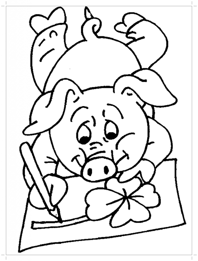 Раскраска свинья рисует