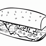 Длинный бутерброд с овощами и колбасой