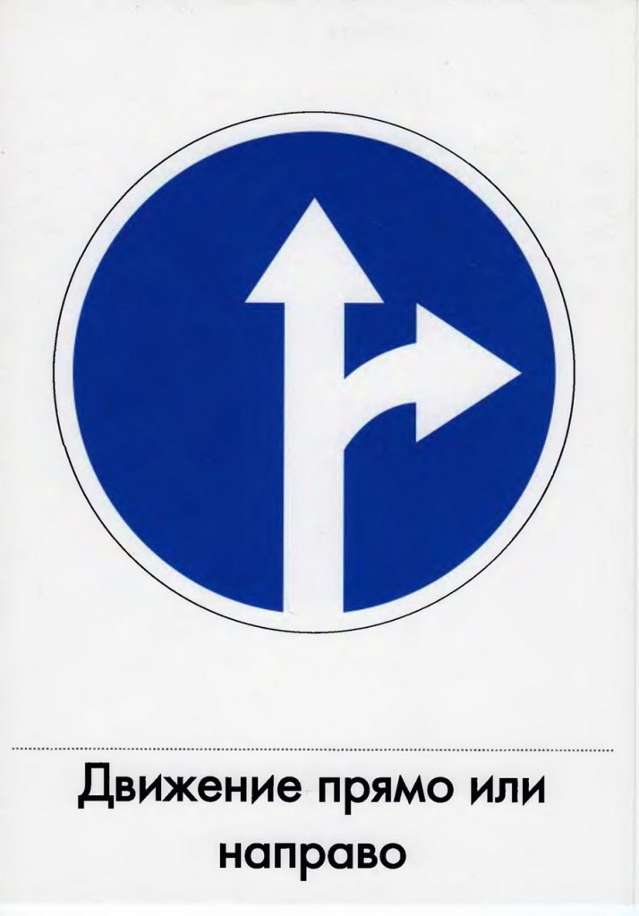 Дорожный знак "Движение прямо или направо"