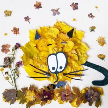 Кот из желтых листьев