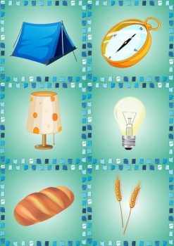 Вссоциации палатка, лампочка и хлеб