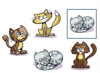 Карточка с кошками для игры на развитие внимания в детский сад