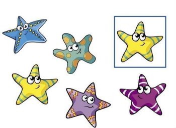 Карточка с морскими звездами для игры на развитие внимания в детский сад