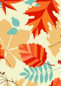 Фрагмент 3 фона "Осень" для детей с желтыми, голубыми и оранжевыми листочками