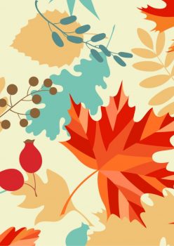 Фрагмент 4 фона "Осень" для детей с желтыми, голубыми и оранжевыми листочками