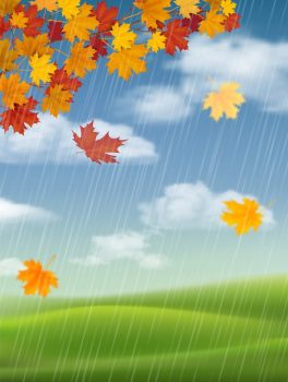 Фон "Осень" для детей с падающими листьями и дождем
