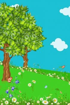 Фрагмент 1 детского фона с деревьями