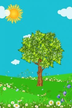 Фрагмент 2 детского фона с деревьями