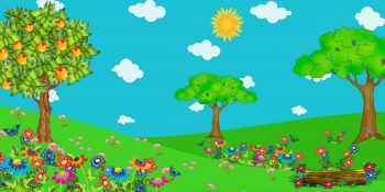 Фон для детей с цветами и деревьями