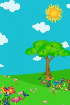 Фрагмент 2 фона с цветами и деревьями для детей