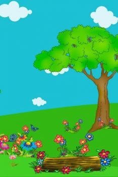 Фрагмент 3 фона с цветами и деревьями для детей