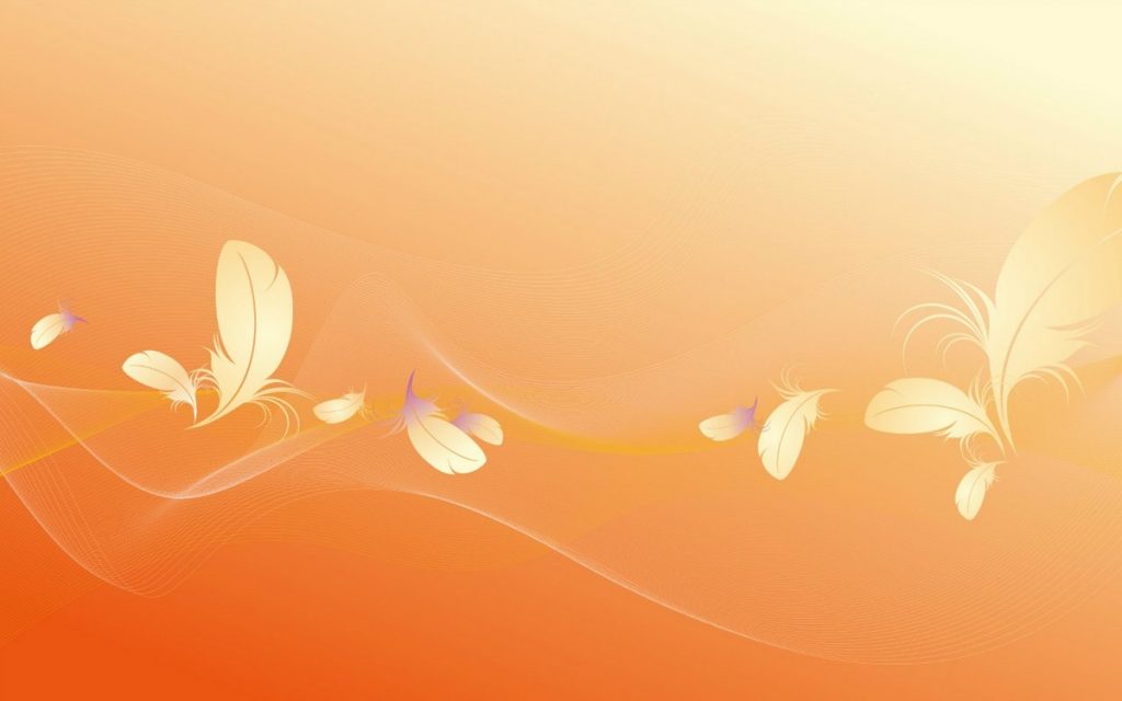 Абстракция с перьями на оранжевом фоне