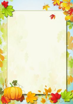 Фон-рамка "Осень" с тыквой и сухими листьями