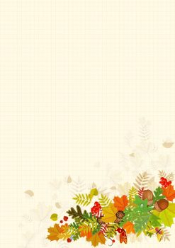 Фон золотая осень с желудями и листочками