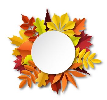 Круглая рамка осень из больших листьев для оформления