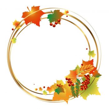 Осенние листочки на круглой рамке осень для оформления