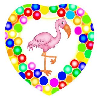 Фламинго карточка для оформления группы "Шарики"
