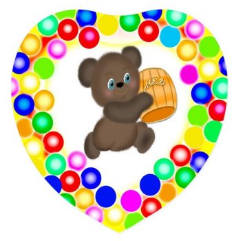 Медведь с медом карточка для оформления группы "Шарики"
