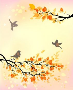 Осенняя картинка для оформления с птичками