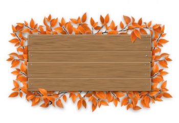 Фон с деревянной основой и маленькими листьями для осеннего оформления