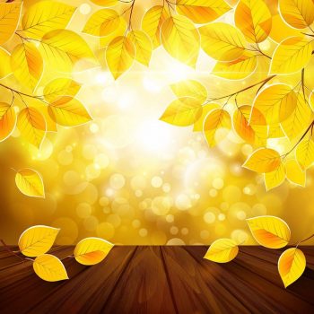 Осенний шаблон для поздравлений с желтой листвой