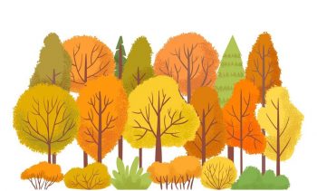 Плакат на тему осень с нарисованным лесом