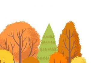 2 фрагмент плаката на тему осень с нарисованным лесом