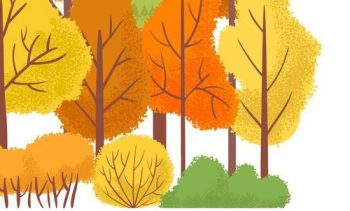 4 фрагмент плаката на тему осень с нарисованным лесом