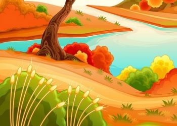 Фрагмент 3 плаката "Осенняя речка"
