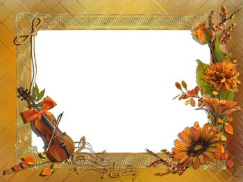Прозрачная рамка осень с цветами и скрипкой
