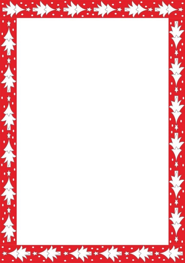 Красная рамка с белыми елками для текста