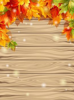 Вертикальная рамка для объявления "Осень" с маленькими листочками сверху
