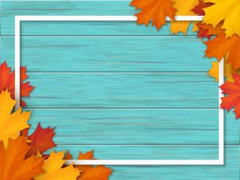 Рамка для объявления "Осень" с голубым деревянным фоном