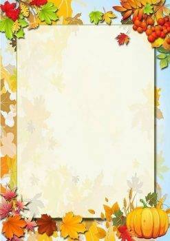 Рамка на тему "Осень" с тыквой и листьями