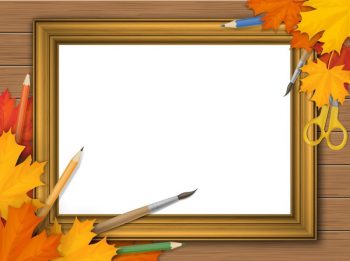 Рамка на тему "Осень" с карандашами и кисточками