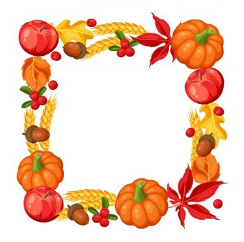 Рамка для текста "Осень" с овощами и листьями