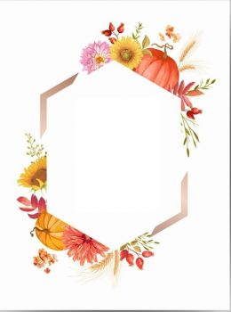 Рамка для текста "Осень" с тыквами подсолнухами и цветами для оформления