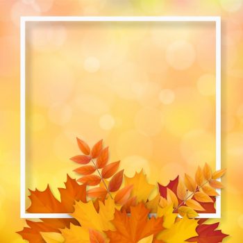 Рамка золотая осень с желтым фоном