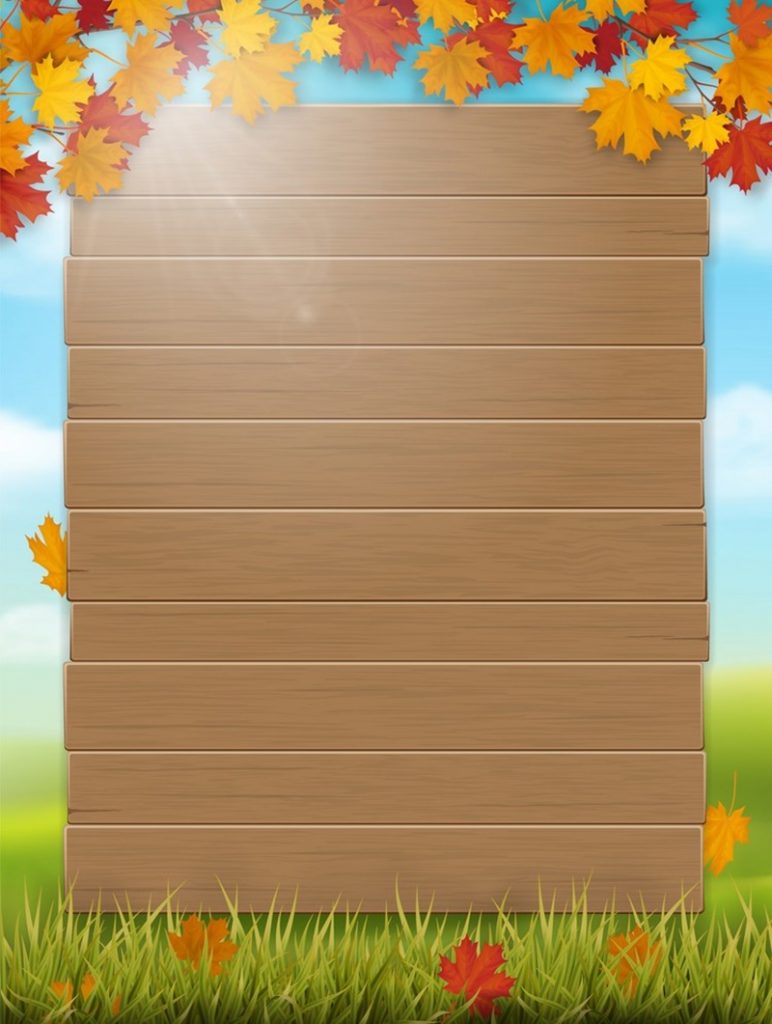 Рамка золотая осень с деревянным фоном