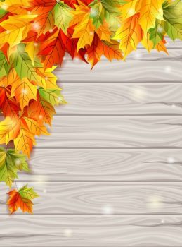 Рамка золотая осень с фоном из светлого дерева