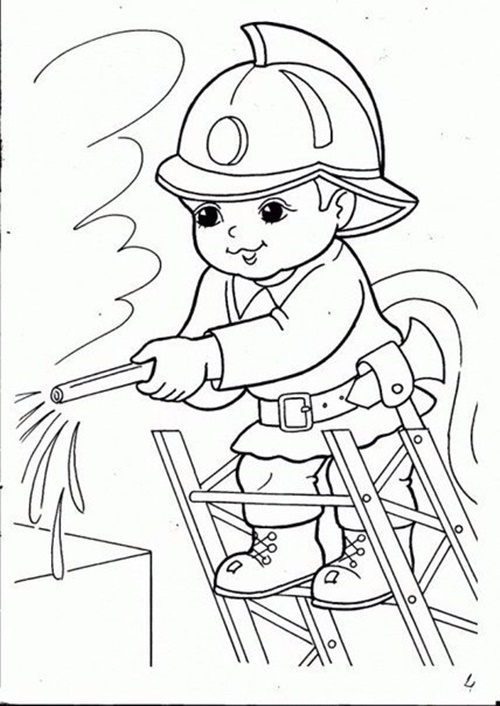 Раскраска пожарник на 6 лет