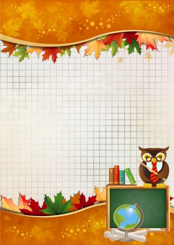 Школьный фон "Осень" в клеточку с совой