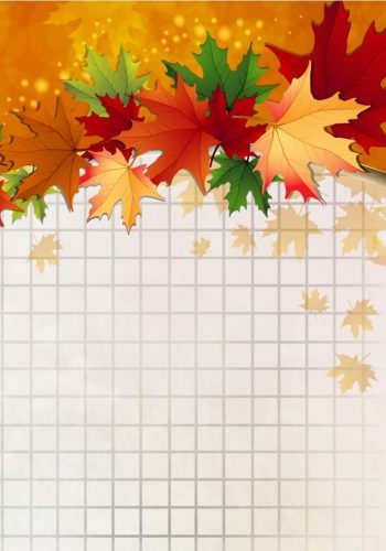Фрагмент 2 плаката "Осень" в школу с карандашами и листьями