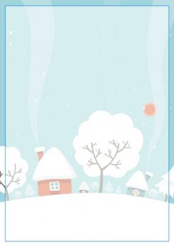 Зимний прозрачный фон с домиками и деревьями
