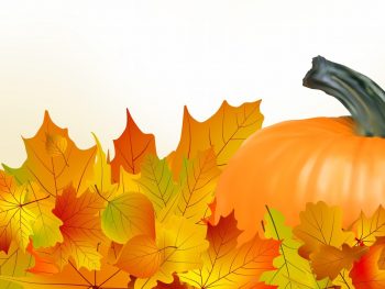 Фрагмент 3 плаката с осенними листьями "Листья и тыква"
